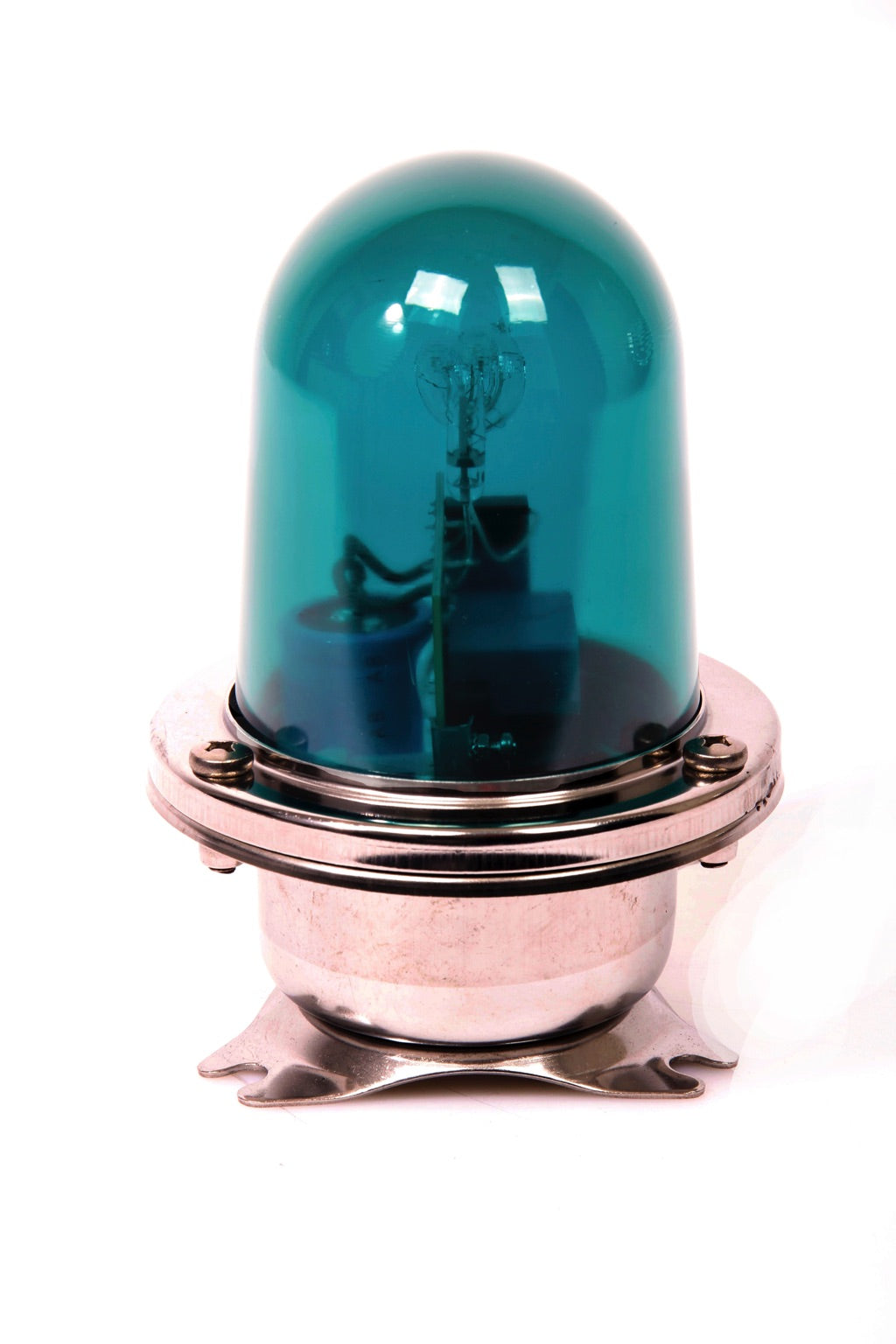 370463-GREEN FLASHING LIGHT 220V 100W, GLASS LENS/METAL CASE