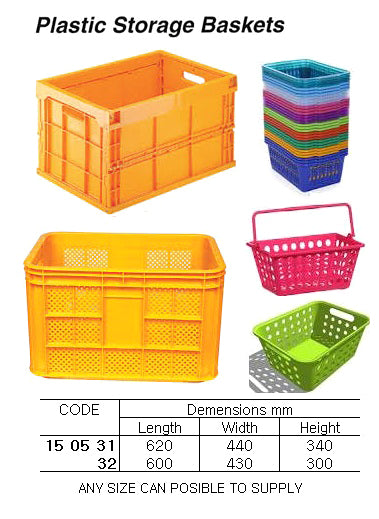 150532-STORAGE BASKET PLASTIC, 600X430X300MM