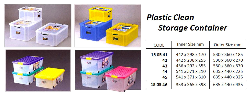 150544-CONTAINER PLASTIC CLEAR W/LID, INNER SIZE 541X371X210MM