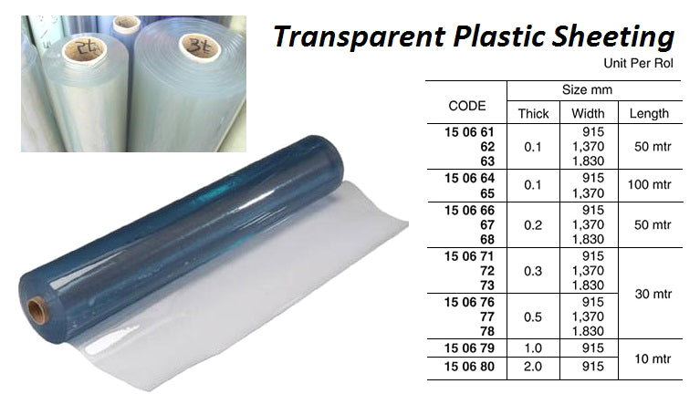 150661-PLASTIC SHEET TRANSPARENT, 0.1X915MMX50MTR