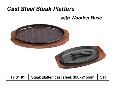 170481-STEAK PLATTER CAST STEEL, 300X215MM