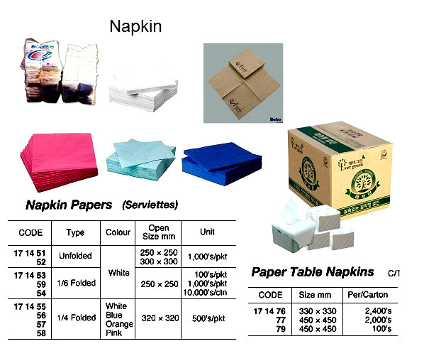 171455-NAPKIN PAPER 1/4 FOLDED WHITE, 320X320MM 500?S (100?S/PACKX5)