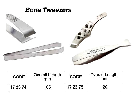 172374-TWEEZERS BONE STAINLESS STEEL, 105MM