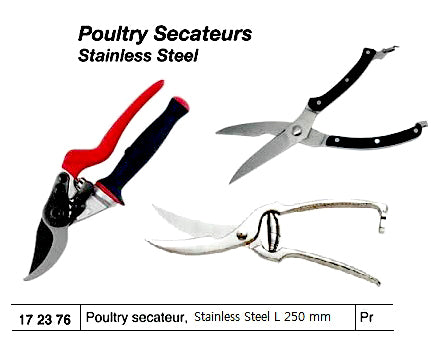 172376-POULTRY SECATEUR 250MM, STAINLESS STEEL