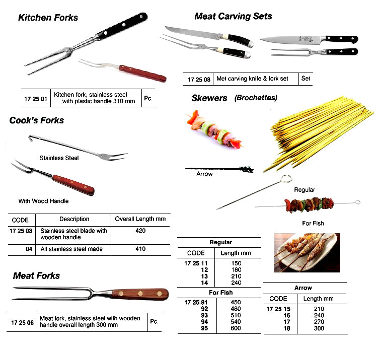 172501-KITCHEN FORK STAINLESS STEEL, WITH PLASTIC HANDLE 310MM