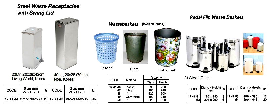174152-WASTE BASKET PEDAL FLIP, STAINLESS STEEL 5LTR