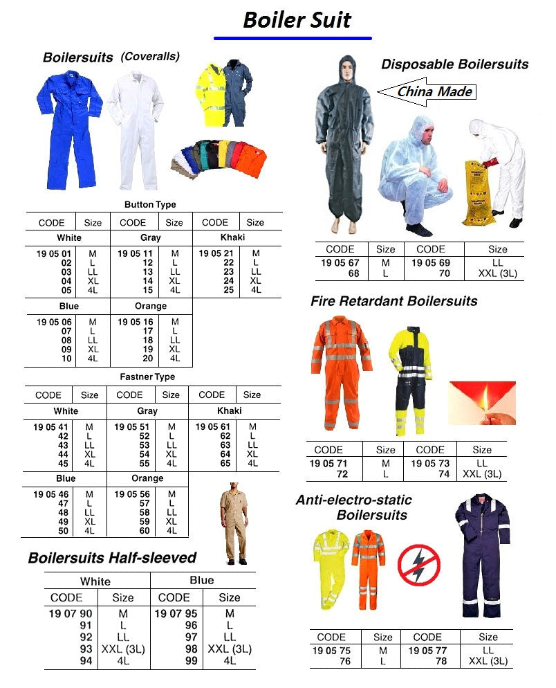 190568-BOILERSUIT DISPOSABLE, POLYPROPYLENE SIZE L