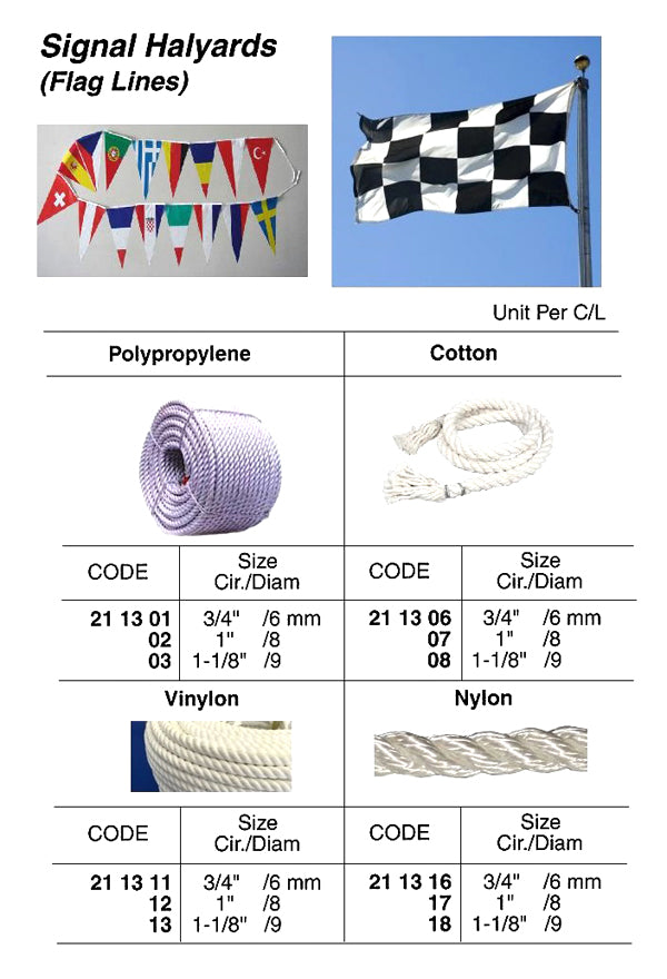 211306-SIGNAL HALYARD (FLAG LINE), COTTON 3/4?CIRX300MTR