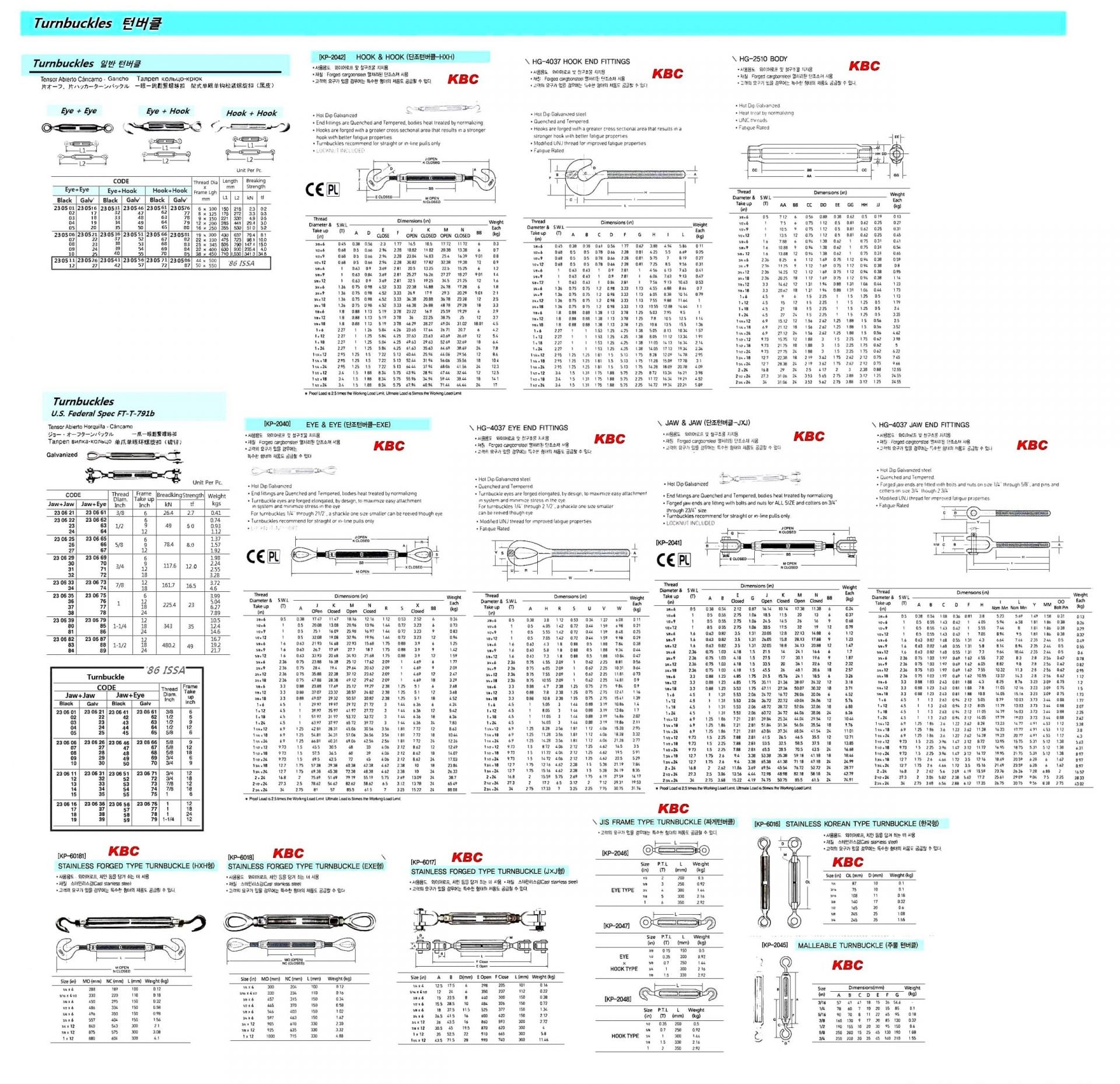 Ma-⭐︎ 230631 TURNBUCKLE FRAME GALV JAW&JAW, 3/4X12