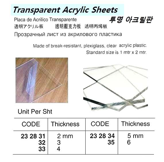 232833-ACRYL SHEET TRANSPARENT, 4MMX1X2MTR