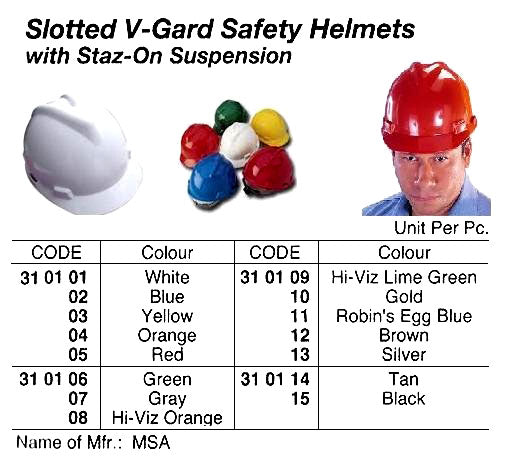 310101-HELMET SAFETY SLOTTED V-GARD, W/SATZ-ON SUSPENSION WHITE