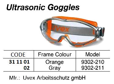 311101-GOGGLE ULTRASONIC UVEX 9302, ORANGE FRAME