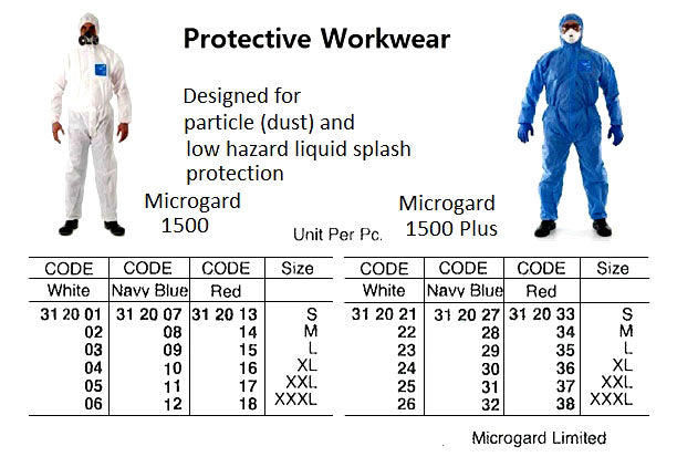 312002-WORKWEAR PROTECTIVE SMS FABRIC, MICROGARD 1500 WHITE SIZE M
