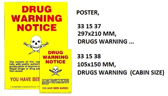 331537-POSTER DRUGS WARNING, 297X210MM