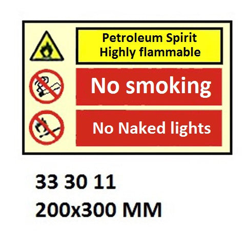333011-Danger petroleum spirit highly flammable 20x30cm (PL)