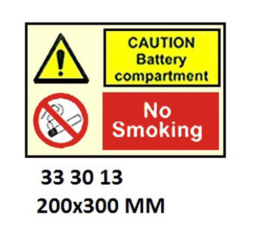 333013-Combination Sign 40x30cm non smoking/caution battery (VL)