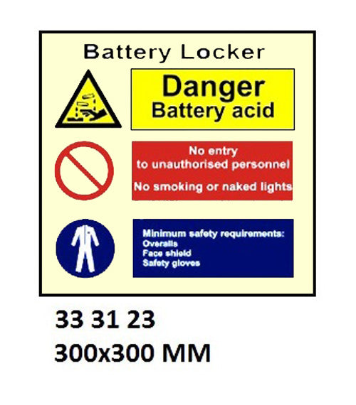 333123-SPACE IDENTIFICATION SIGN, BATTERY LOCKER #3123 300X300MM