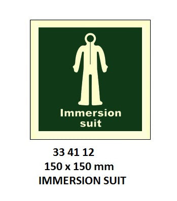 334112-SAFETY SIGN IMMERSION SUIT, 150X150MM (IMO)