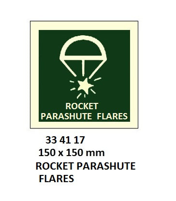334117-SAFETY SIGN ROCKET PARASHUTE, FLARES 150X150MM (IMO)