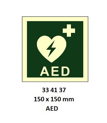 334137-SAFETY SIGN LSA AED 150X150MM