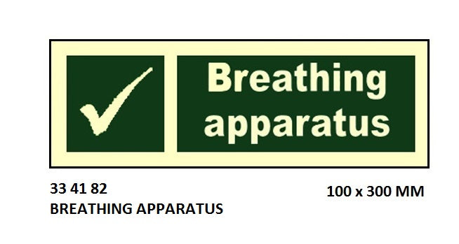 334182-SAFETY SIGN 100X300MM, BREATHING APPARATUS