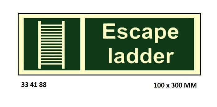 334188-SAFETY SIGN ESCAPE LADDER, 100X300MM