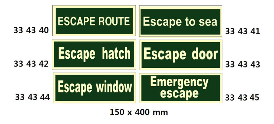 334341-DIRECTION SIGN ESCAPE TO SEA, 150X400MM