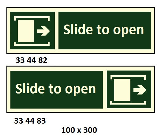 334483-DIRECTION SIGN SLIDE TO OPEN, (R) 100X300MM