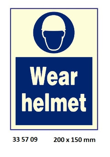 335709-SIGN WHITE VINYL SELF ADHESIVE, #5709 200X150MM WEAR HELMET