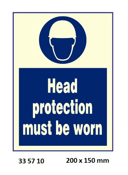 335710-SIGN WHITE VINYL SELF ADHESIVE, 5710 200X150MM HEAD PROTECTION