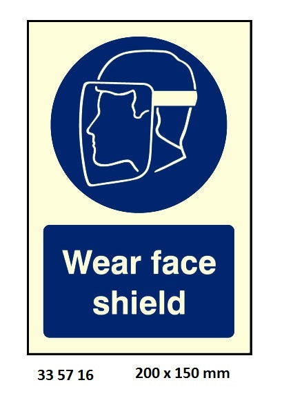 335716-SIGN WHITE VINYL SELF ADHESIVE, 5716 200X150MM WEAR FACESHIELD