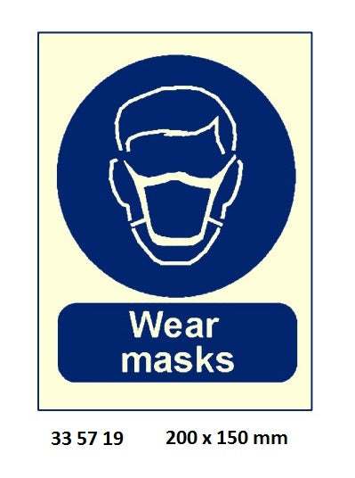 335719-SIGN WHITE VINYL SELF ADHESIVE, #5719 200X150MM WEAR MASK