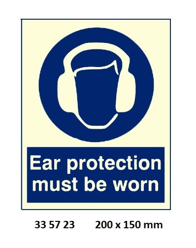 335723-SIGN WHITE VINYL SELF ADHESIVE, 5723 200X150MM EAR PROTEC MUST