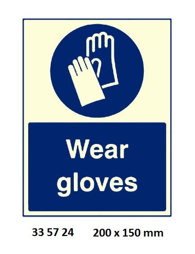 335724-SIGN WHITE VINYL SELF ADHESIVE, #5724 200X150MM WEAR GLOVES