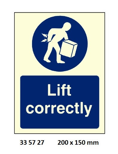 335727-SIGN WHITE VINYL SELF ADHESIVE, #5727 200X150MM LIFT CORRECTLY