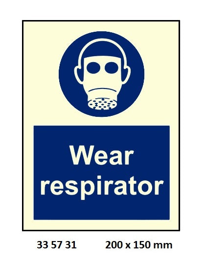 335731-MANDATORY SIGN WEAR RESPIRATOR, 200X150MM