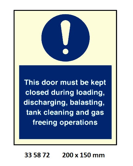 335872-MANDATORY SIGN DOOR KEPT, CLOSED DURING LOAD 200X150MM