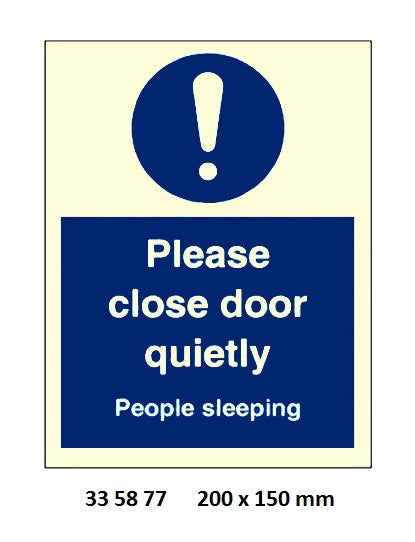 335877-SIGN ACCOMMODATION PLS CLOSE, DOOR QUIETLY 5877KJ 200X150MM