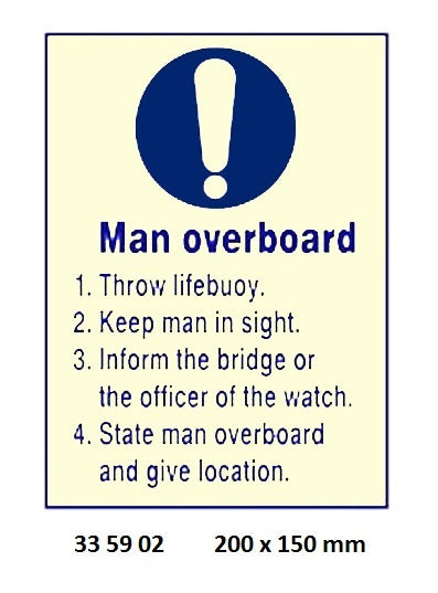 335902-MANDATORY SIGN MAN OVERBOARD, 200X150MM