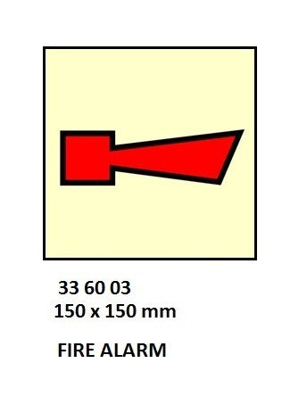 336003-FIRE CONTROL SIGN HORN, FIRE, ALARM 150X150MM