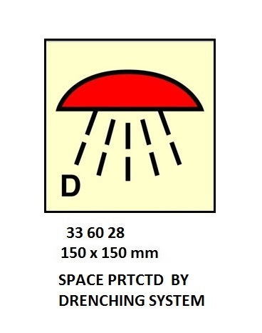 336028-FIRE CONTROL SIGN SPACE PRTCTD, BY DRENCHING SYSTEM 150X150MM