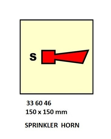 336046-FIRE CONTROL SIGN SPRINKLER, HORN 150X150MM