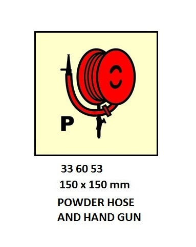336053-FIRE CONTROL SIGN POWDER HOSE, AND HAND GUN 150X150MM