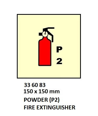 336083-FIRE CONTROL SIGN POWDER(P2), FIRE EXTINGUISHER 150X150MM
