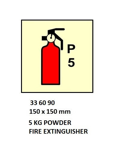 336090-FIRE EQUIPMENT SIGN 5KG, POWDER EXTINGUISHER 150X150MM