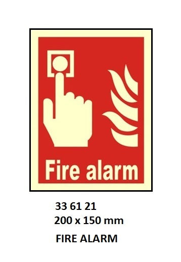 336121-FIRE EQUIPMENT SIGN (RED) FIRE, ALARM 200X150MM
