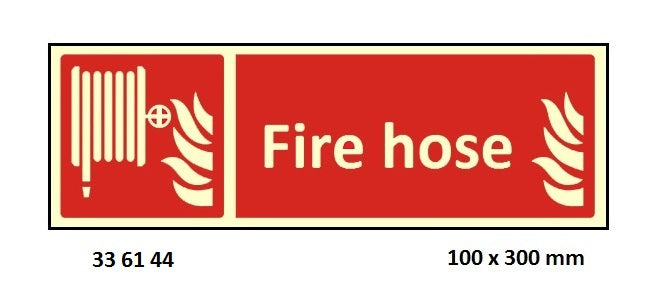 336144-FIRE EQUIPMENT SIGN (RED) FIRE, HOSE 100X300MM