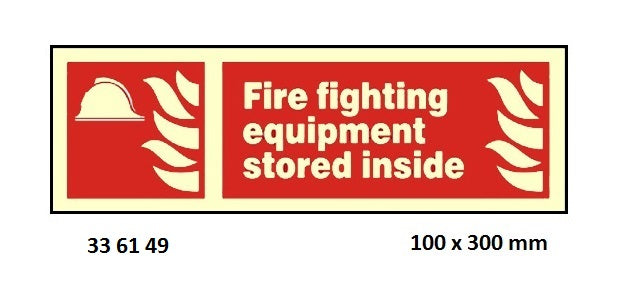 336149-FIRE EQUIPMENT SIGN (RED) FIRE, EQPMNT STORED INSIDE 100X300MM