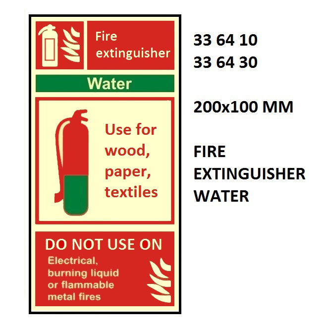 336430-FIRE EQUIPMENT SIGN WATER, FIRE EXTINGUISHER 200X100MM