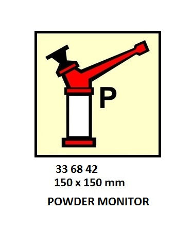 336842-FIRE CONTROL SYMBOL ISO 17631, POWDER MONITOR 150X150MM